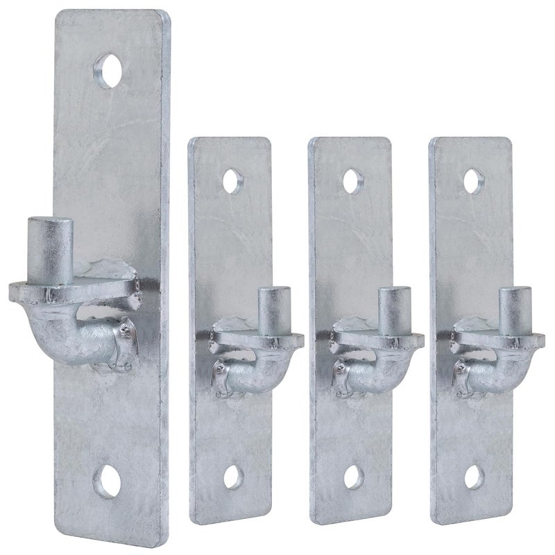 VIVIDA Wall Mount Gate Hinge 4 PCS, Heavy Duty Flat Back Farm Gate Hinge with 5/8"" Pin, Chain Link Fence Parts, Galvanized Steel - Image 1